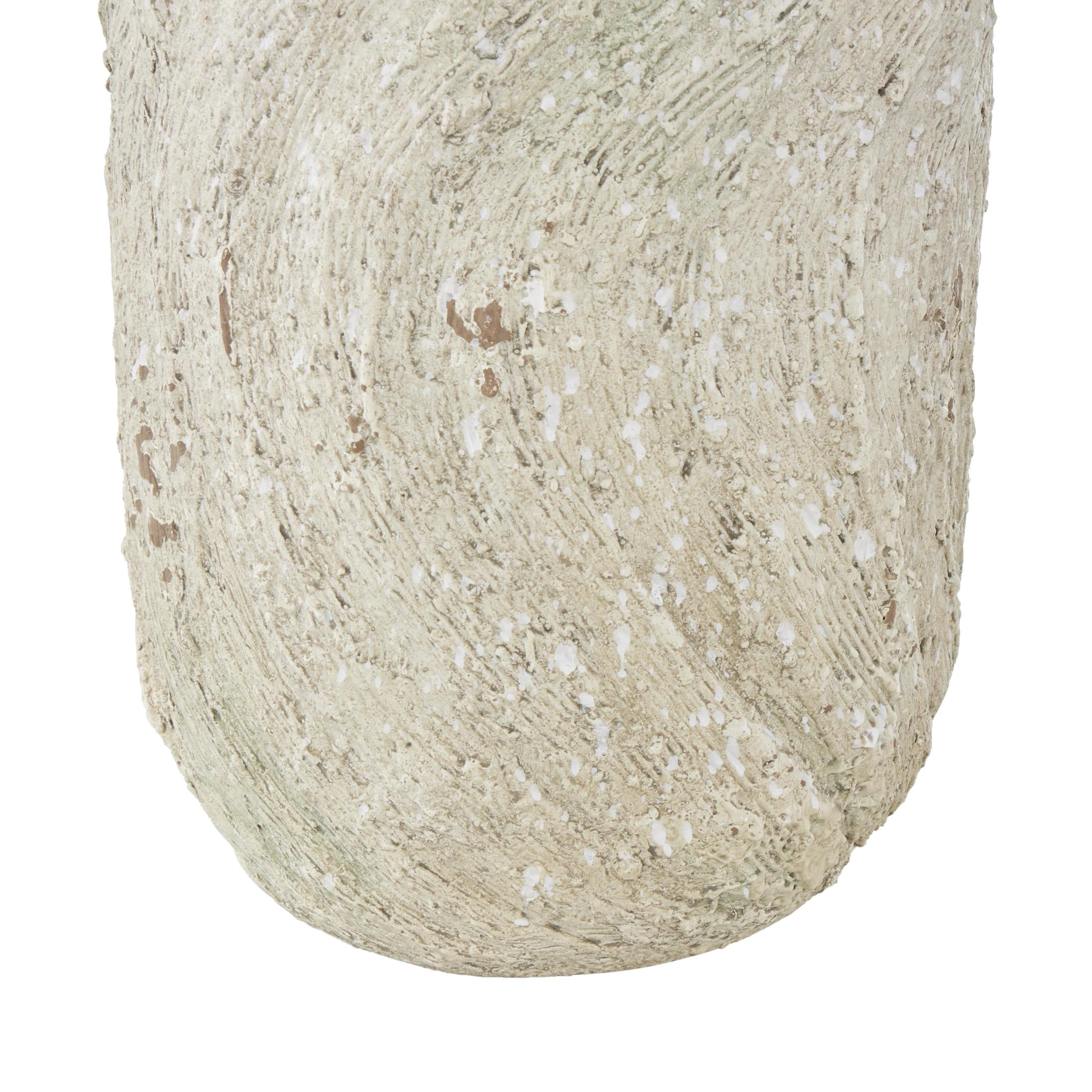 DecMode 22" Antique Textured Amphora Cream Magnesium Oxide Vase with 2 Small Handles