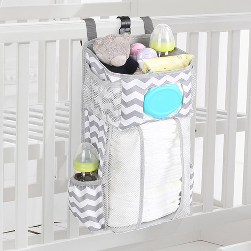 Baby Crib Cot Bed Bedside Hanging Storage Bag Diaper Nappy Organizer Pocket T 