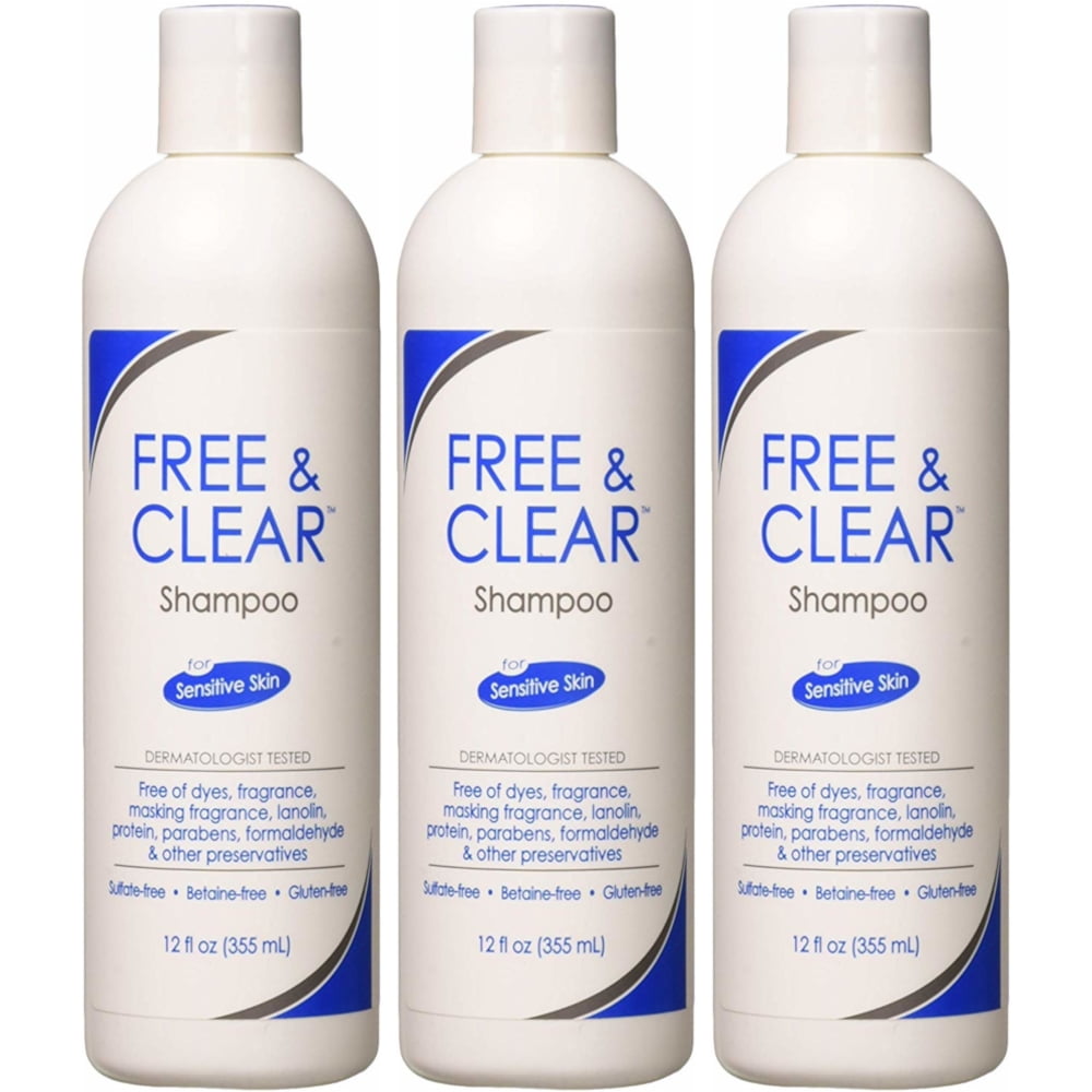 3 Pack Pharmaceutical Specialties Free and Clear Shampoo 12 oz. Each