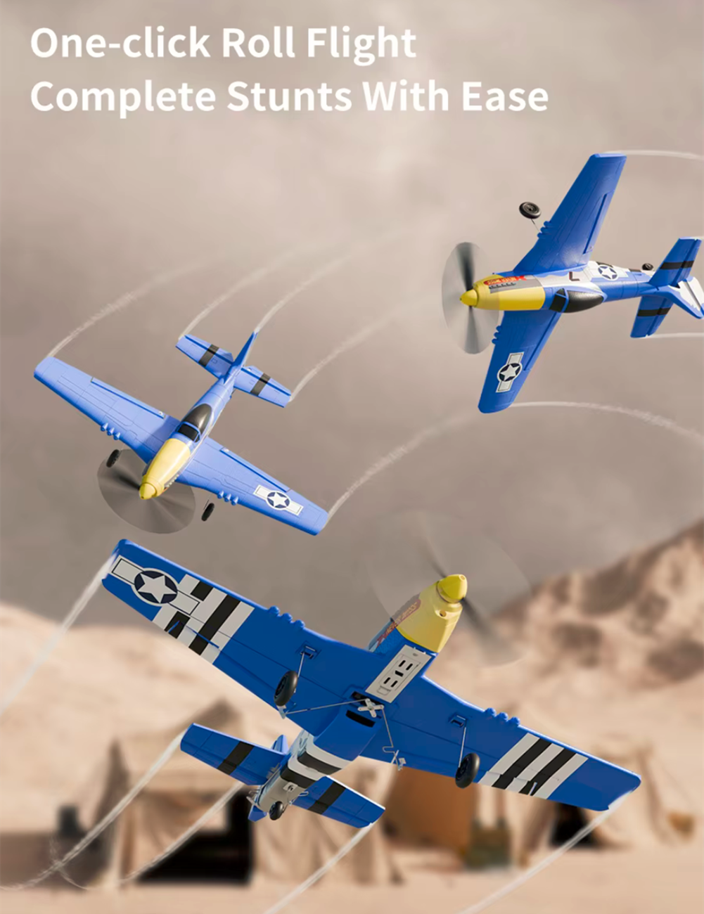 P51D Mustang RC Plane 4CH Remote Control Airplane Ready to Fly RC Airplane Blue