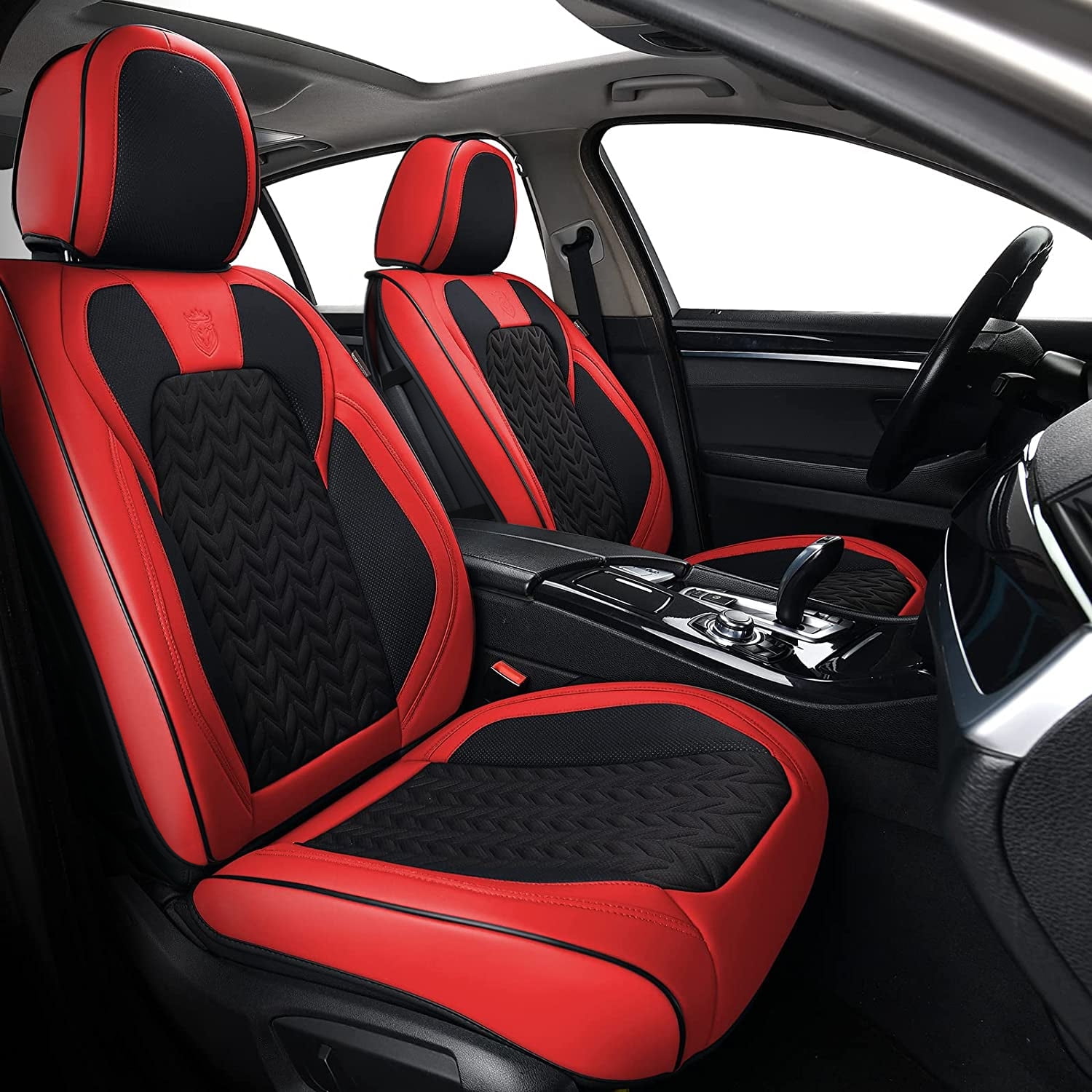 full set black/red leatherette/polyester Car seat covers fit Mercedes A Class 