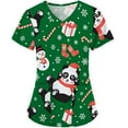 thumbnail image 5 of Luxalzxs Women's Christmas Scrub_Tops, V-Neck Short Sleeve Nurse Working Uniforms Xmas Printed Holiday Shirts with Pockets, 5 of 5