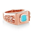 thumbnail image 3 of Gem Stone King 2.04 Ct Cushion Green Turquoise 18K Rose Gold Plated Silver Men's Ring (Size 9), 3 of 4
