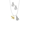 thumbnail image 2 of Delight Jewelry Goldtone 3-D Bear Silver tone Zig Zag Christmas Tree Charm Necklace and Stud Earrings, 2 of 4