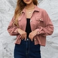 thumbnail image 4 of Chaqueta de Pana para Mujer Chaqueta de Manga Larga con Bolsillos en el Pecho para Otoño e Invierno Chaqueta Informal de un Pecho de Color Puro ANGGREK Otros, 4 of 8