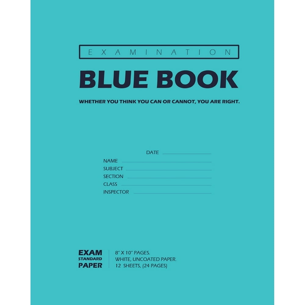 Examination Blue Book, Wide Ruled, 12 Sheets (24 Pages), Blank Lined Examination Blue Book, Wide Ruled, 12 Sheets (24 Pages), Blank Lined