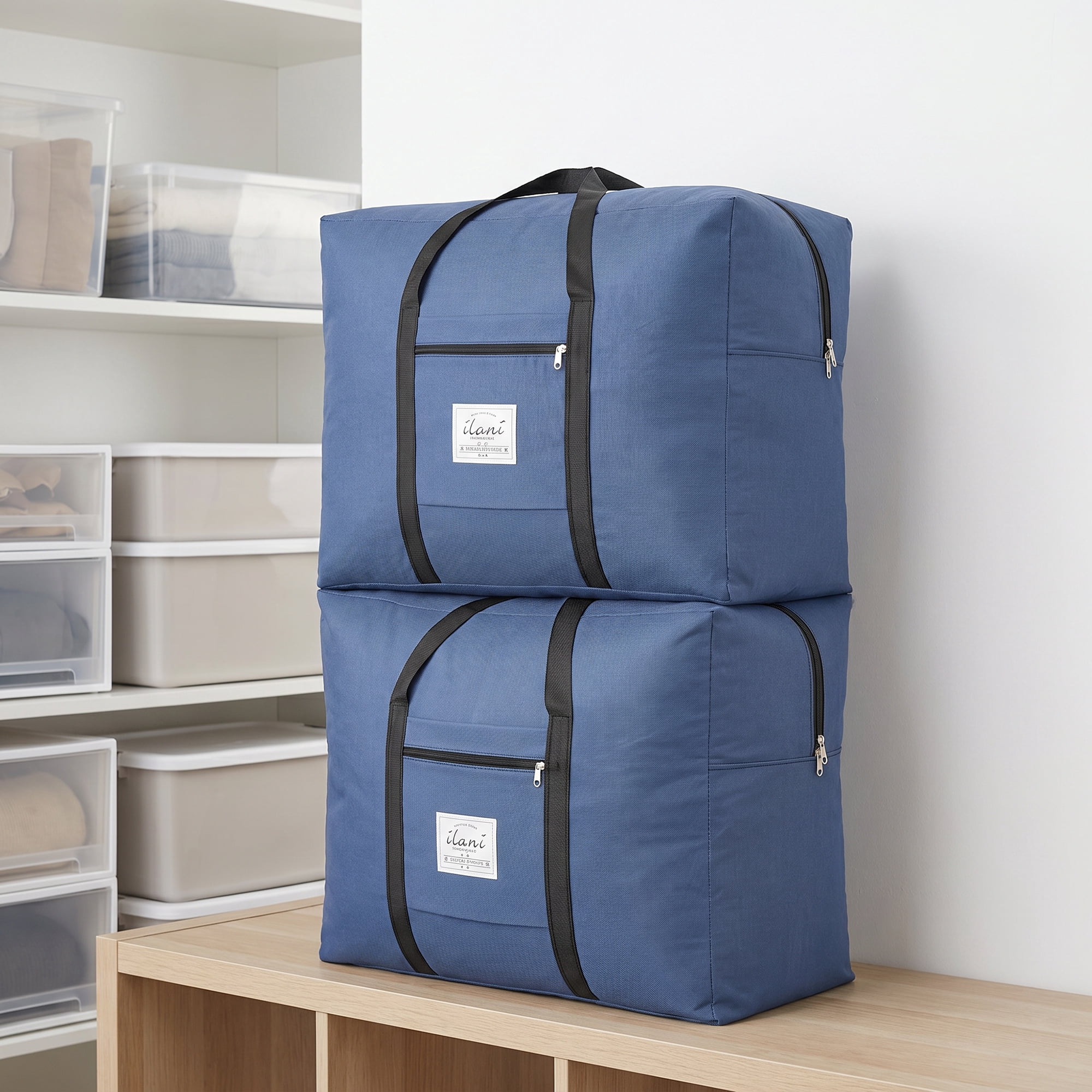 Unique Bargains Extra Large Oxford Travel Storage Bag for Organizing Navy Blue 20.1" x 16.1" x 10.2"