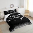 thumbnail image 4 of Mr and Mrs Comforter Set King Black Silver Valentines Day Bedding Set for Women Men,Wedding Bed Set Newly Engaged Wed Gifts for the Couple Bedroom Decor Glitter Love Heart Quilt 3Pcs, 4 of 5