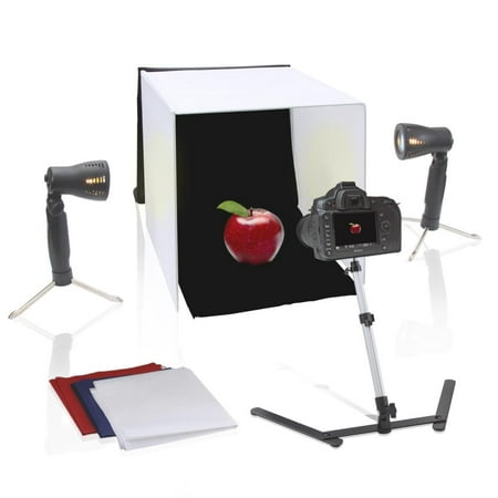 PYLE PSTDKT8 - Compact Studio Photography Kit - Photo & Lighting Booth Box with Included Lights & Camera Stand (24’’ -inch