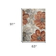thumbnail image 6 of 5' X 8' Red and Beige Floral Distressed Area Rug, 6 of 7