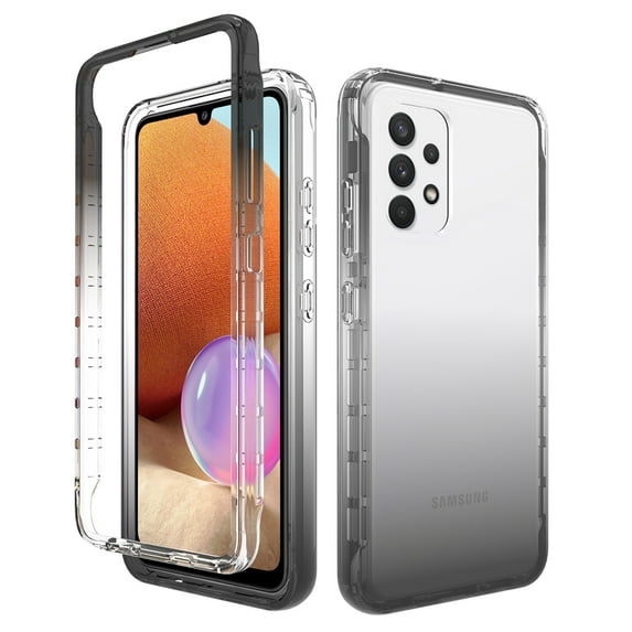 Samsung A13 Case , Mantto Full body Clear Cover PC + TPU Heavy Duty Shockproof Anti-Scratch Gradient Bumper Rugged Two-layer Protection Cover for Samsung Galaxy A13 - Black