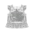 thumbnail image 3 of Vxuxlje Kids Girls Sparkly Mermaid Ruffles Flutter Sleeves Back Zipper Tank Tops Xmas Birthday Party Silver 14, 3 of 5