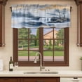thumbnail image 6 of Navy Blue Mountain Curtain Valances for Windows, Kitchen Valance Window Treatments Panel 2 Pack, Modern Abstract Art Tree Rod Pocket Short Curtains for Bathroom Bedroom 42 x 18 Inch, 6 of 8