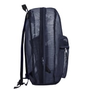 Solid Color Transparent See Through Mesh Stadium Approved Backpack for Travel and Commuting in Navy Blue