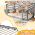 thumbnail image 4 of Twin over Twin Bunk Bed, Sesslife Low Floor Wood Bunk Bed Frame with Guardrails and Ladder, Space Saving Bunk Bed for Bedroom, No Box Spring Needed, Gray, 4 of 9