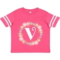 thumbnail image 3 of Inktastic Monogram Letter V Rose Floral Wreath Girls Toddler T-Shirt, 3 of 5