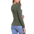 thumbnail image 3 of Blusas de líneas onduladas para mujeres, cuello con muescas, botón hacia abajo, mangas largas, talla M, 3 of 6