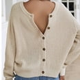 thumbnail image 4 of Herrnalise Women's Knitted Crop Tops Woman Fashion Button Reversible Long Sleeves Knit Cardigan Loose Tops Blouse Sweater Pullover Jumper Sweaters, 4 of 6