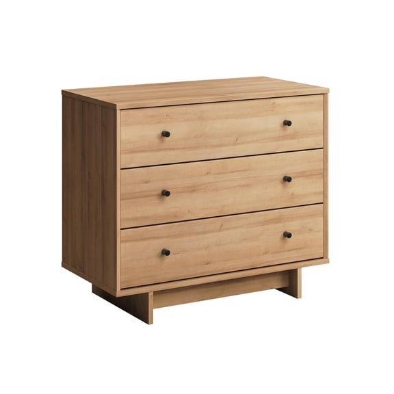 Prepac Finnley 3-Drawer Nightstand in Natural Oak, Extra-Wide Bedside Table with Storage, Modern Dresser, End Table for Home, Bedroom, Living Room, 16" D x 31" W x 26.75" H
