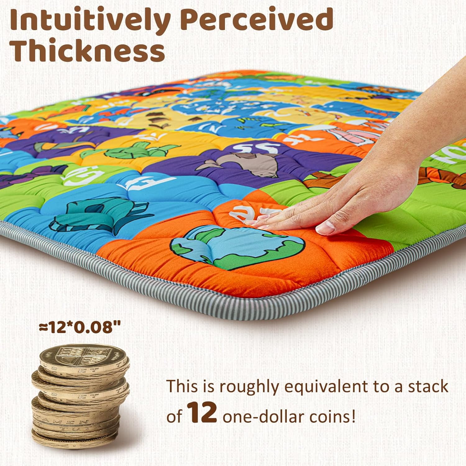 Beavtaens Baby Play Mat for Floor, Foam 50"x50"x1" Playpen Mat, Thickened & Non-Slip, for Ages 0-4