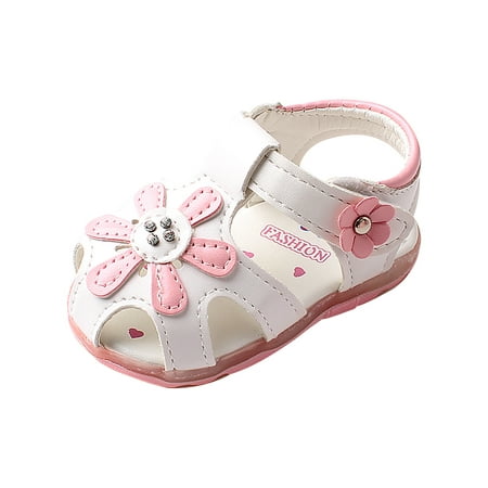 

AnuirheiH Toddler Baby Girls Cute Shoes Hollow Out Soft Little Kids Flowers Glow Non-slip Sandals Clearance Under $10