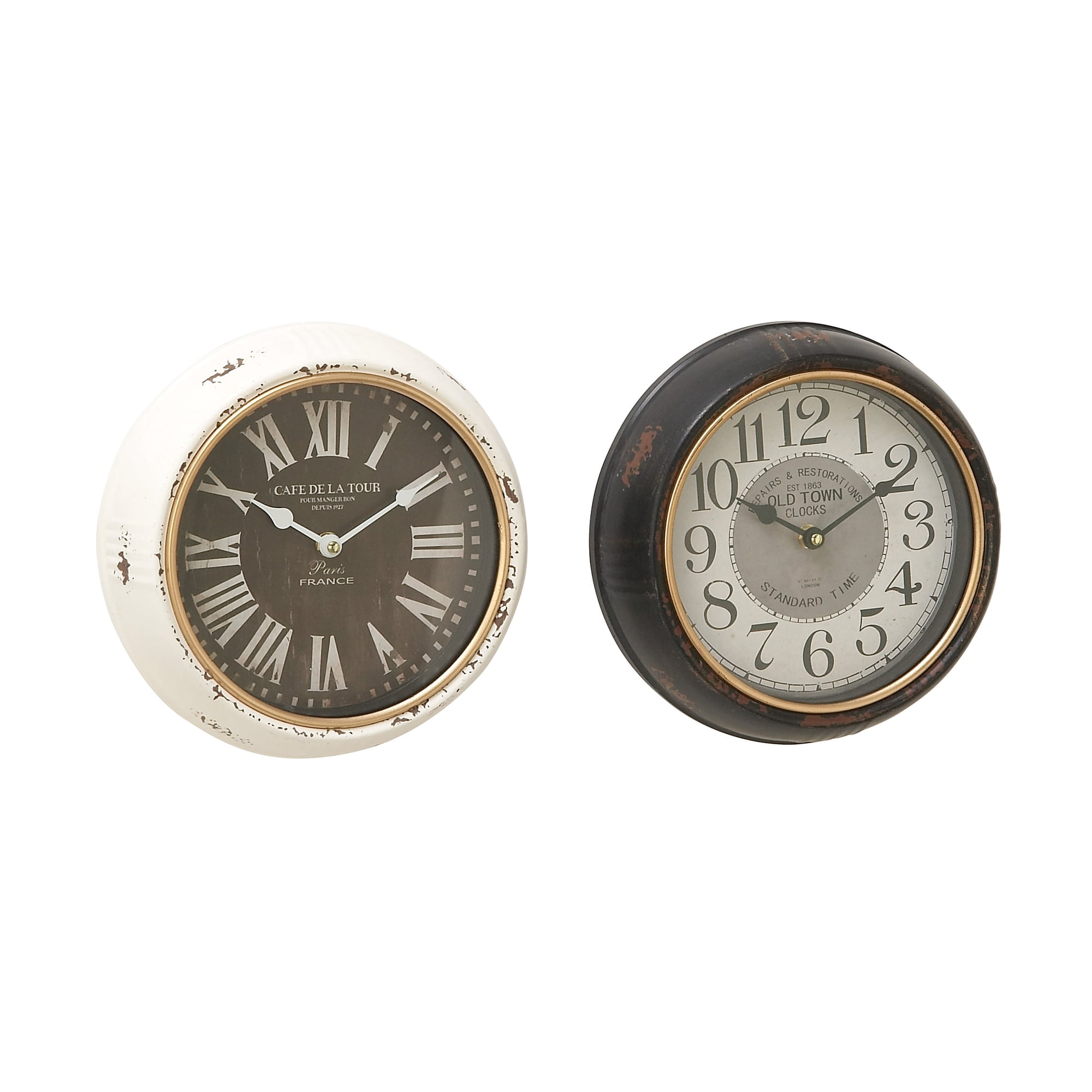 DecMode 10W, 10H White Metal Wall Clock with Fluted Frame (2 Count)