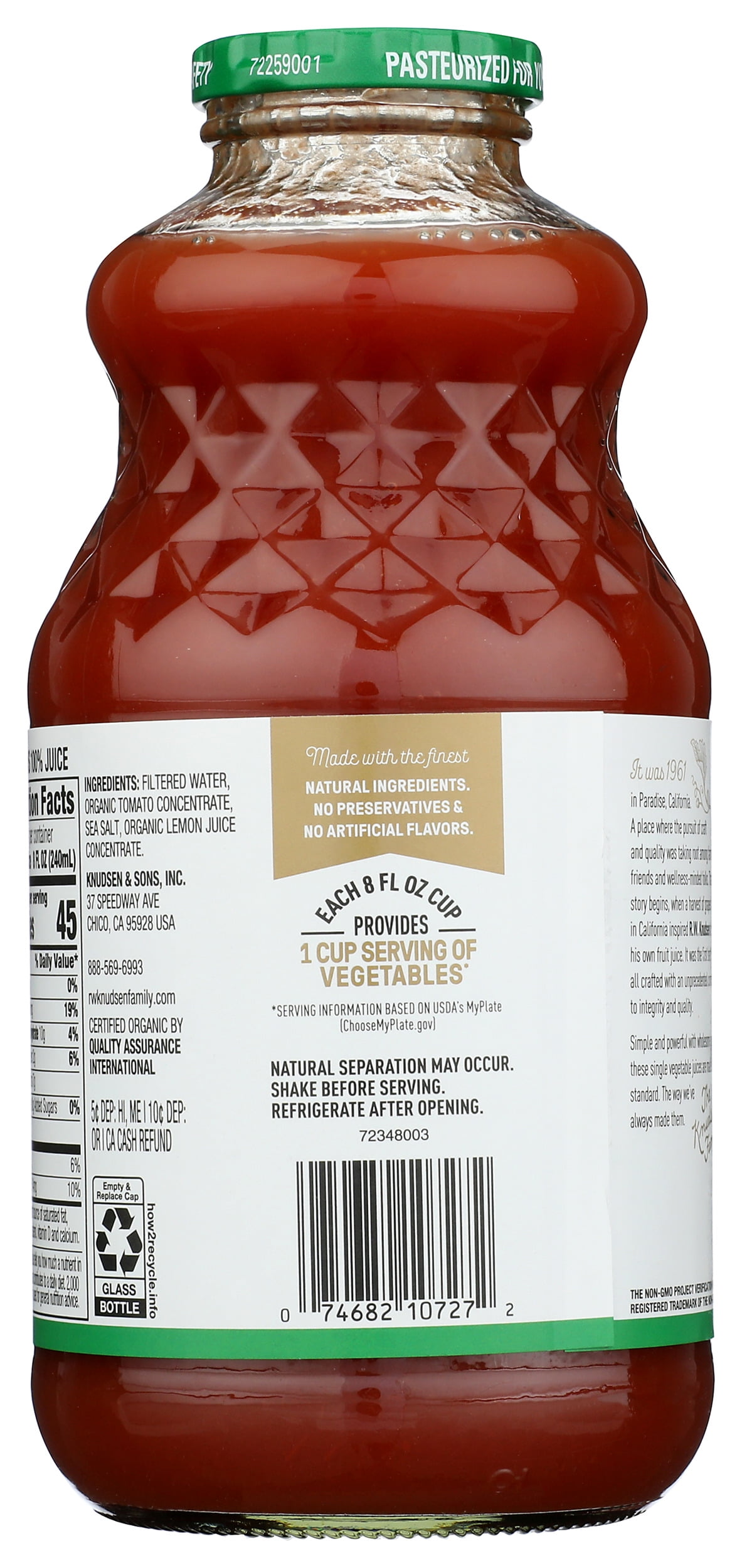 Knudsen Organic Tomato Juice, 32 Ounce - 6 per case.