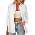 thumbnail image 3 of Gubotare Womens Shirts Button Down Solid Long Sleeve Blouse Fashion Casual Tops 2024 (White,XL), 3 of 4