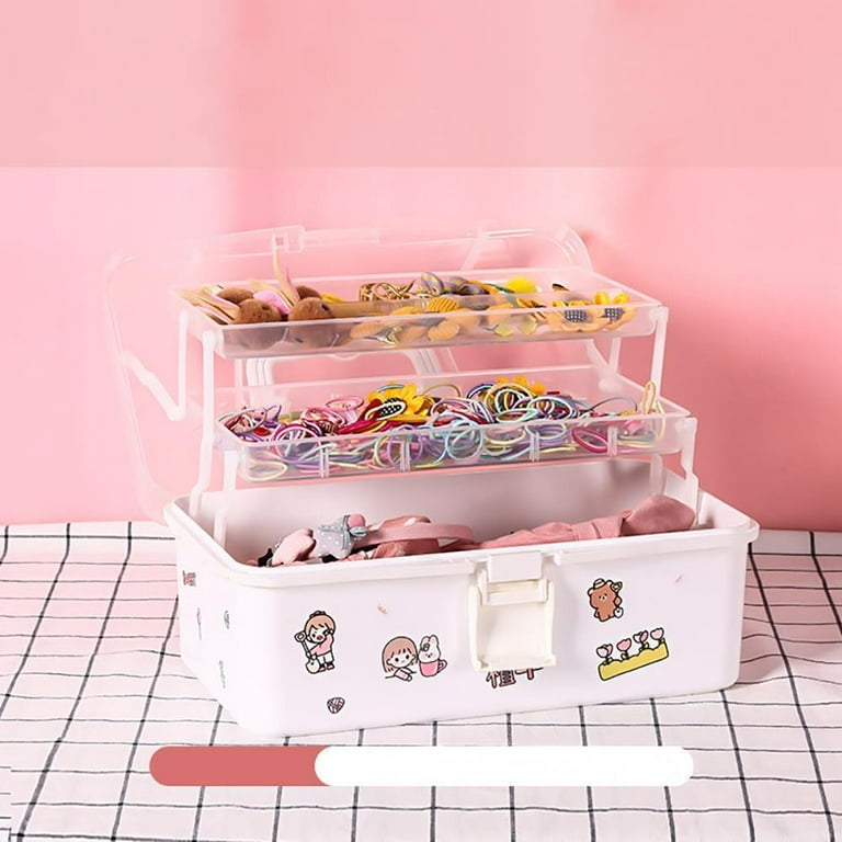 Hair Accessories Organizer, Pink Hair Accessory Jewelry Box For Girls, Portable Travel Hair Accessories Storage For Hairband Hair Ties Clips  Organiz