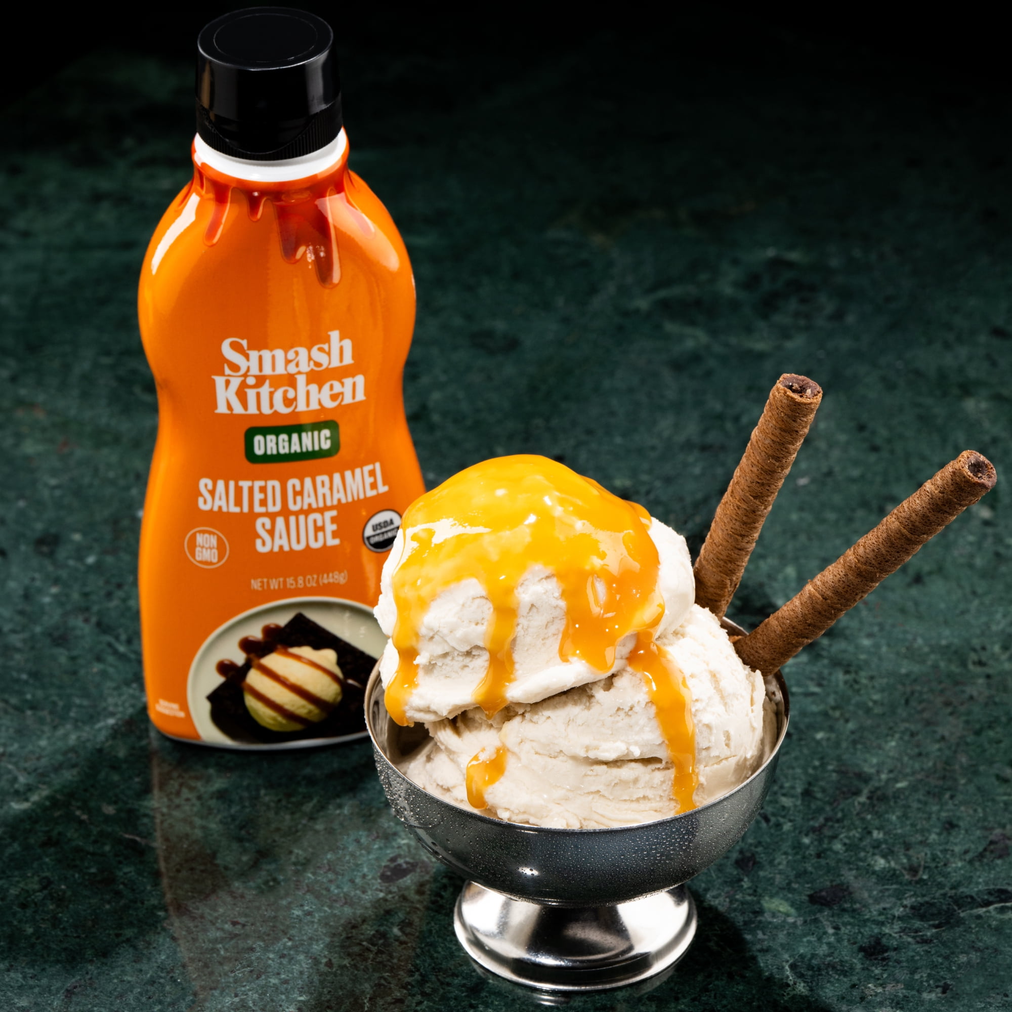 (12 pack) Smash Kitchen Organic Non-GMO Salted Caramel Dessert Sauce, 15.8 oz