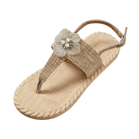 

gvdentm Sandals For Women Dressy Summer Breathable Open Summer SlipOn Beach Rhinestone Bow Copper Sandals Women