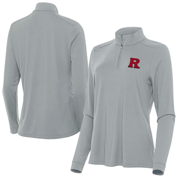 Women's Antigua Gray Rutgers Scarlet Knights Intent Quarter-Zip Top