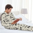 thumbnail image 6 of Daiia Vintage Moon Fox for Men's Long-Sleeved Pajama Set – Soft & Comfortable Sleepwear Button-Up Pajamas Cozy Lounge Wear-Medium, 6 of 7