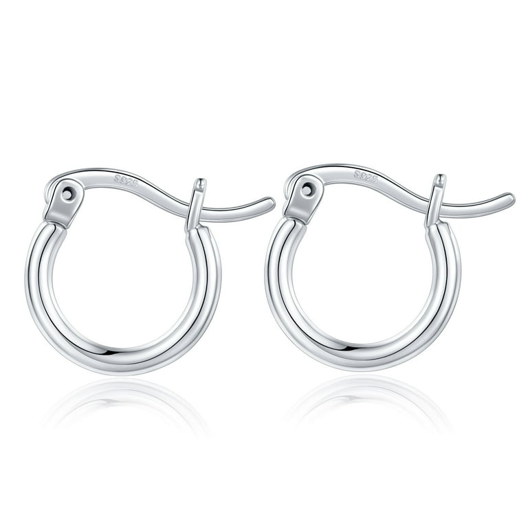 Sterling Silver Hoop Earrings for Women | Lightweight Silver Chunky Hoop Earrings | Hypoallergenic 925 Sterling Silver Earrings for Women | Round
