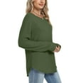 thumbnail image 7 of UQJfacai Womens Tunic Tops Dressy Casual Long Sleeve Shirts Fall Winter Trendy Waffle Knit Crewneck Curved Hem Fashion Clothing, 7 of 7