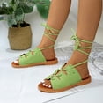 thumbnail image 5 of Viluyesy Womens Gladiator Sandals, Strappy Open Toe Solid Color Summer Fashion Beach Flat Shoes Green 7.5, 5 of 9