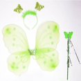 thumbnail image 3 of Conjunto de 3 piezas para niños, diadema de mariposa, varita de alas, traje de fotografía de verano para niñas, amarillo, verde, morado, rosa, accesorios de cuento de hadas, 3 of 4