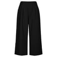 thumbnail image 2 of Cargo Capris for Women Plus Size New Womens Wide Leg Cropped Suit Pants Work Business Summer Loose Casual Trousers with Side Pockets Black S, 2 of 7