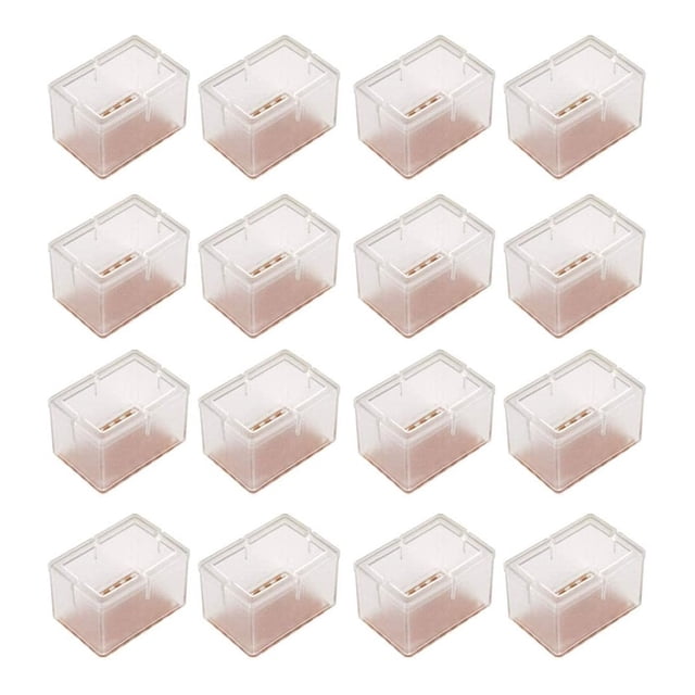 16 piezas de patas de silla rectangulares de silicona transparente para muebles de mesa, cubiertas de goma para pies, suela protectora para patas