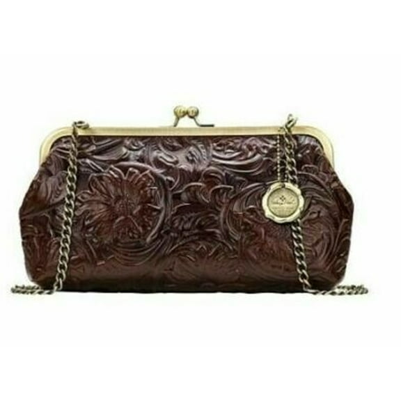 Patricia Nash POTENAZ Leather Frame Crossbody Clutch ~ Tooled British Tan $139