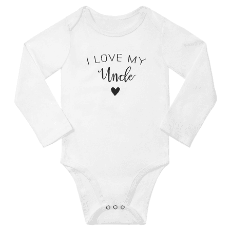

I Love My Uncle Cute Baby Long Sleeve Bodysuit Unisex (White 6M)