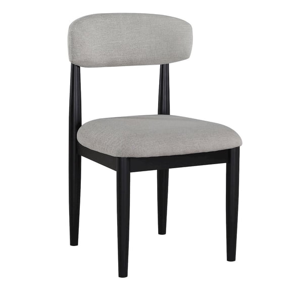 Steve Silver Magnolia 52-inch Round Dining Table & 4 Upholstered Side Chairs, Black Finish