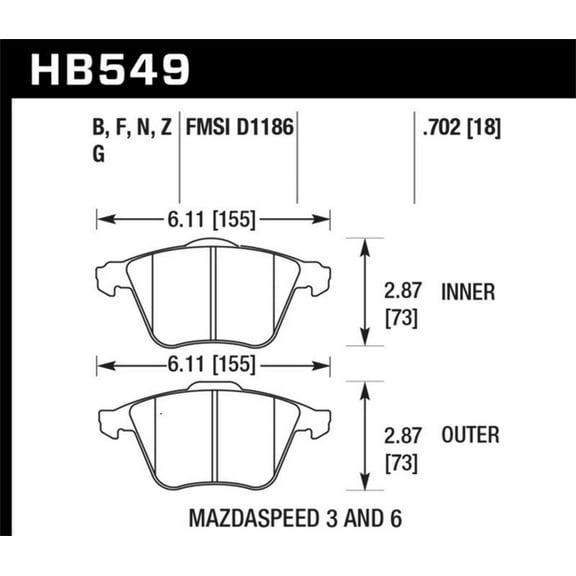 Hawk 07-08 Mazdaspeed3/06-07 Mazdaspeed6 HP  Street Front Brake Pads Fits select: 2005-2009 VOLVO V50 T5
