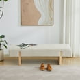 thumbnail image 6 of Zesthouse 55.1" Upholstered Bench, Modern Linen Ottoman Bench with Wooden Legs, Entryway Bench for Bedroom Living Room, Beige, 6 of 11