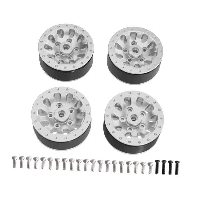 Juego de 4 ruedas y neumáticos para coche RC, escala 1/12 y 1/16, repuestos para C34 99sv2 MN82 plata