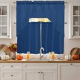 thumbnail image 2 of Navy Blue Swag Kitchen Curtains Sets for Windows 24 Inch Length, Modern Rustic Deep Blue Solid Cover Short Window Curtain Panels Swags Valances and Tiers 3 Piece Set for Cafe/Dining Room, 2 of 6