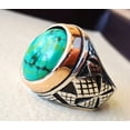 thumbnail image 2 of Tibetan Turquoise Ring, Silver Jewelry, 925 Silver Ring, Father's Day, AAA Natural Turquoise, December Birthstone Ring, Heavy Mens Ring, Spiritual Healing Gemstone, Christmas, Signet Mens Ring, 2 of 6