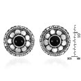 thumbnail image 5 of Stylish Flower with Onyx Inlaid Center Sterling Silver Stud Earrings, 5 of 5