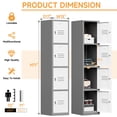 thumbnail image 5 of Metal Storage Locker, 71" Metal Locker with 4 Doors and Lock, Steel Storage Lockers for Employees, Gym, School, Home, Gray White, 5 of 9