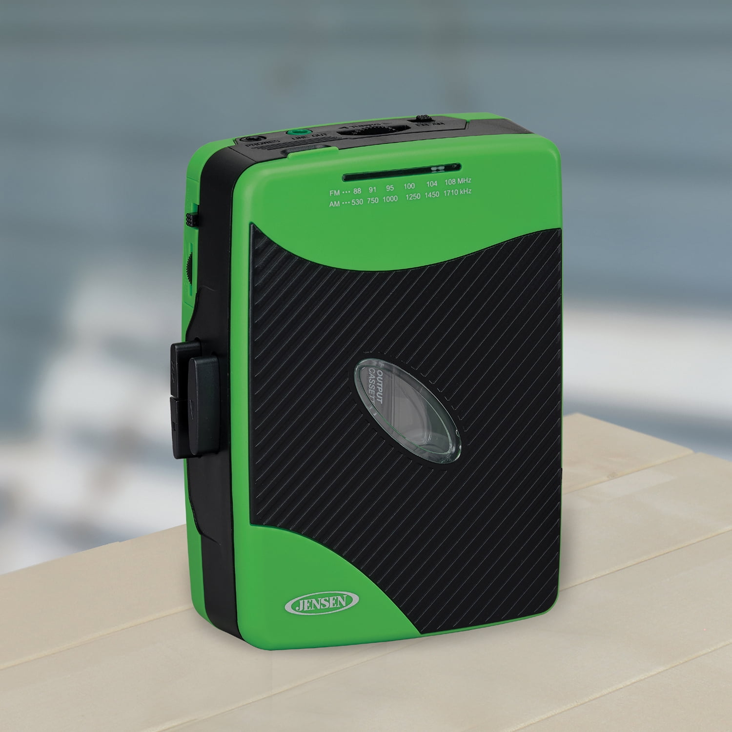 JENSEN Portable Stereo Cassette Player with AM/FM Radio and Earbuds, SCR-75 (Green/Black), SCR-75-GB